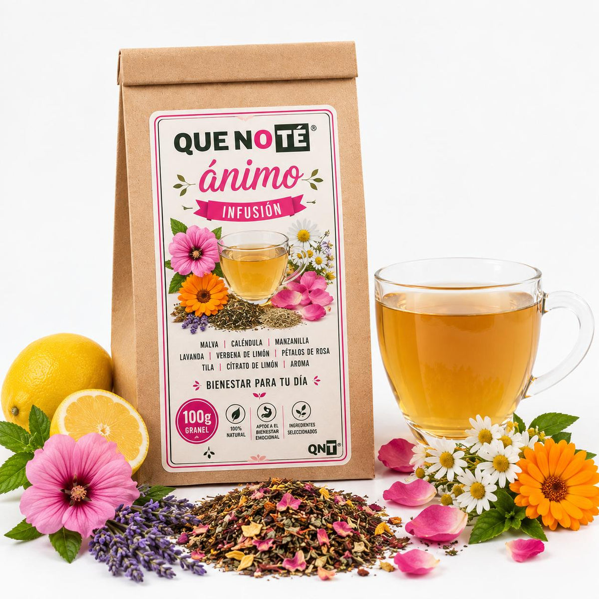 Infusión Ánimo a granel, bolsa de 100 g – El Valle del Que No Té