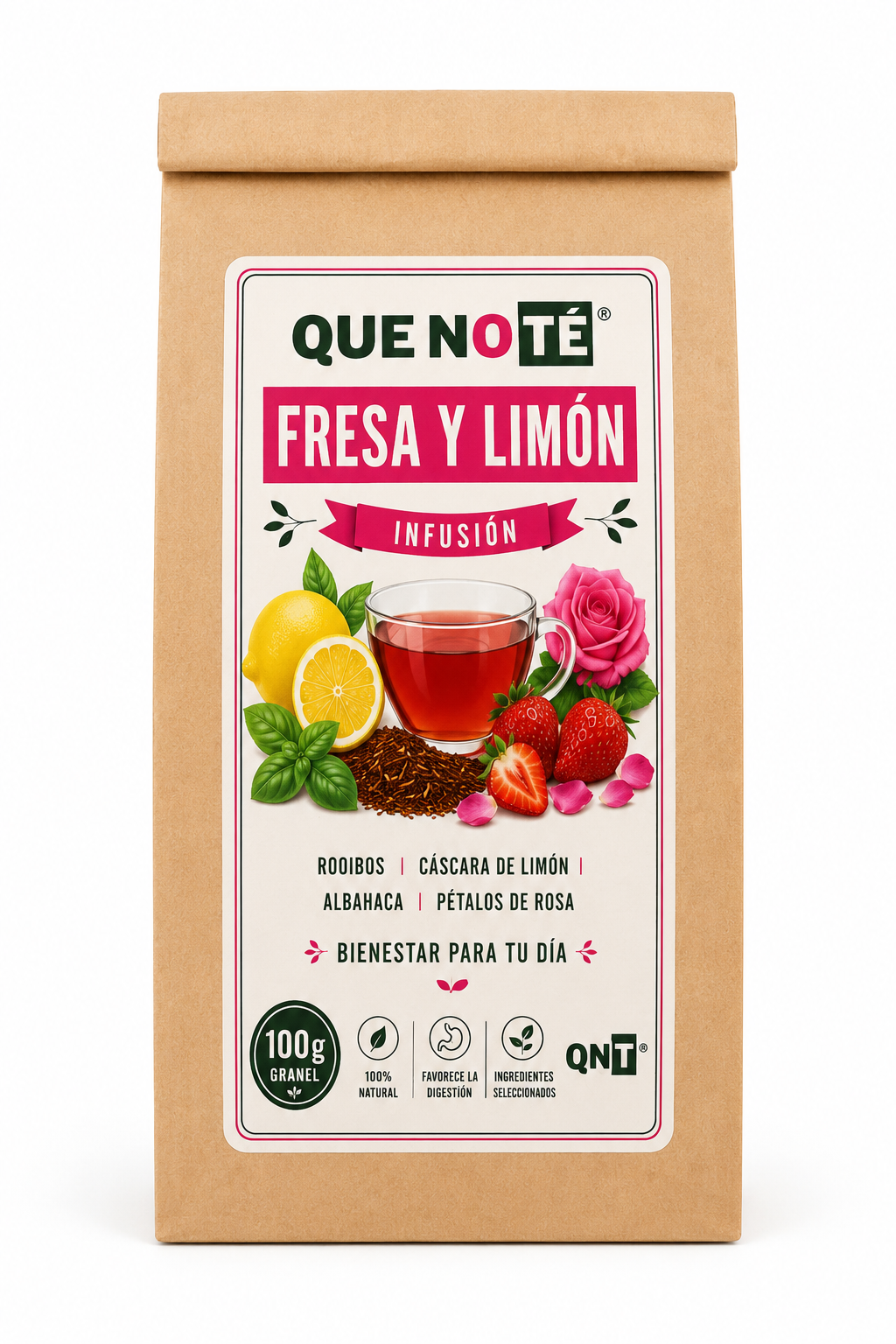 Infusión Fresa-Limón a granel, bolsa de 100 g – El Valle del Que No Té