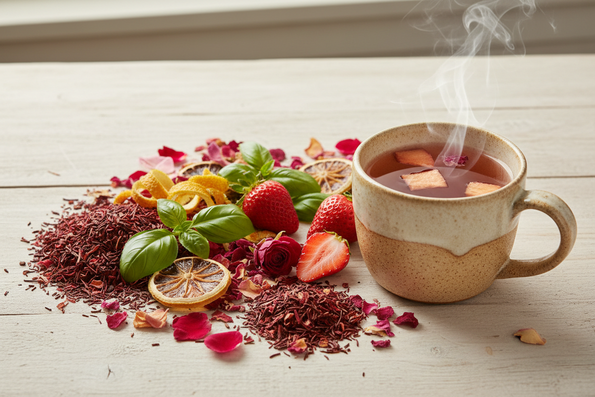 Infusión de fresa y limón con rooibos y pétalos de rosa - El Valle del Que No Té