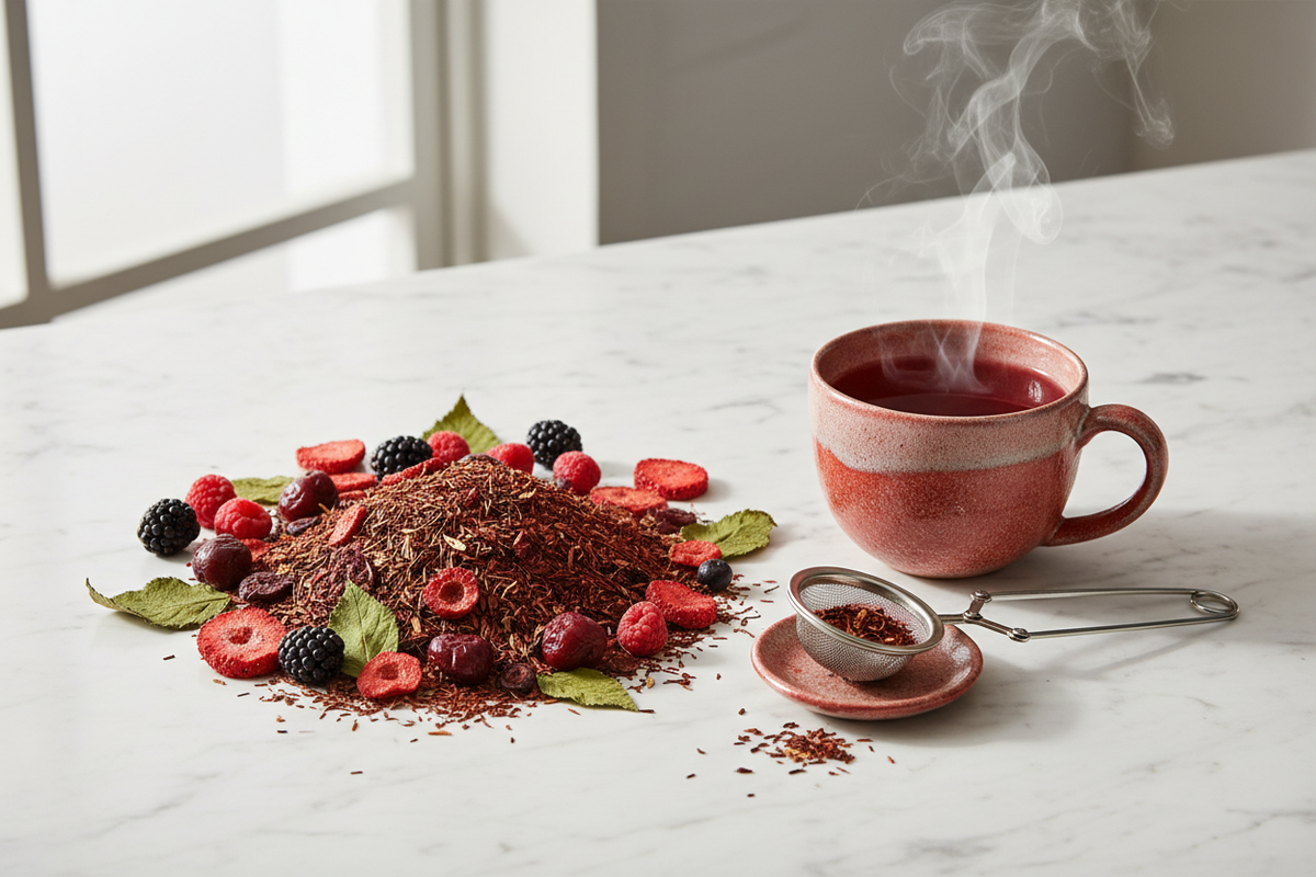 Infusión de frutos rojos con rooibos y bayas liofilizadas - El Valle del Que No Té